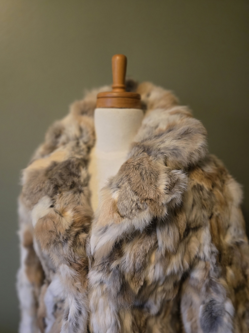 Vintage Ilana Patchwork Rabbit Fur Coat
